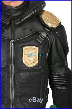 Full Set Judge Dredd Costume Black PU Leather Uniform Cosplay Pants Belt Gloves