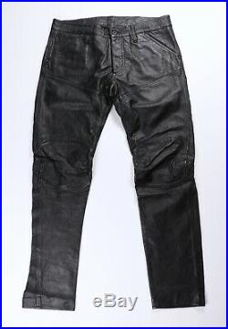 G. Star Raw Mens Black Lamb Leather Biker Moto Jeans Pants 33 34 x 31
