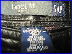 GAP Men's Boot Fit Genuine Leather Black Lined Pants Original Tag Size W30 L30