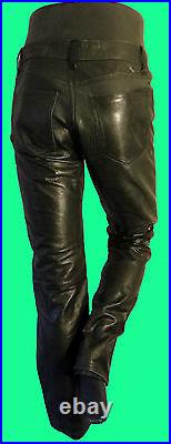 GAP leather jean biker black 30 boot cut motorcycle cowboy pant distressed soft