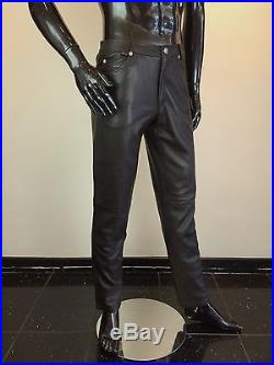 GIANNI VERSACE Men's Bistre Leather Pant with Silver Versace Hardware STUNNING