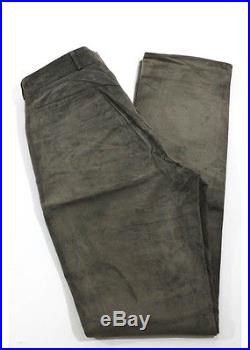 GUCCI Mens Dark Brown Leather Slim Straight Leg Dress Pants Trousers Sz 46