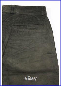 GUCCI Mens Dark Brown Leather Slim Straight Leg Dress Pants Trousers Sz 46