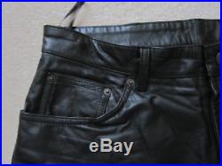 Gap Mens Black Leather Biker Cycle Jeans Pants 34 X 34 Heavy Thick 5 Pocket Ex
