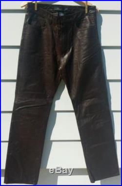 Gap Mens Leather Biker Boot fit Pants 32 x 33.5, with belt loops lined 5 pocket