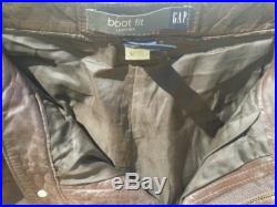 Gap Mens Leather Biker Boot fit Pants 32 x 33.5, with belt loops lined 5 pocket