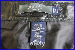 Gap mens leather pants straight leg black size W35 L30 35x30 lined 5 pockets