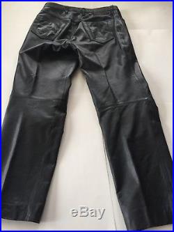 Genuine Authentic Mens Harley Davidson Leather Motorcycle Pants 36 Black