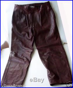 Genuine Dark Brown/Maroon FRENCH Leather Pants Men