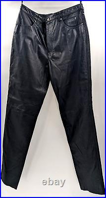 Genuine Leather Harley Davidson Motor Clothes Men's Black Leather Pants Size 36