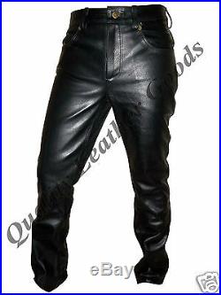 Genuine Leather Mens 501 Style Comfortable Pants Jeans Trousers 2fn