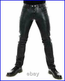 Genuine Leather pants Slim Fit Biker Trouser pants Black Leather pants mens USA