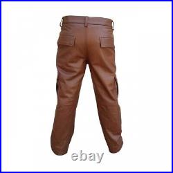 Genuine Sheep/Lambskin Leather Cargo Pant For Men with 6 Pockets Bikers Pant