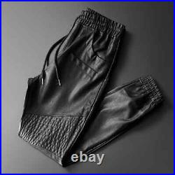 Genuine Sheep/Lambskin Soft Leather Trouser For Men Draw Pants Jogging Pants