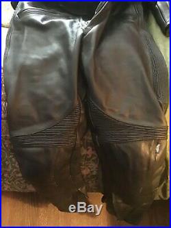 Genuine Triumph Men's M Leather Cafe Motorcycle Jacket & Matching Leather Pants