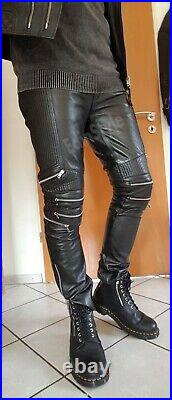Genuine cowhide handmade leather pants pure leather motor biker Trousers for men