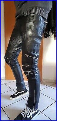 Genuine cowhide handmade leather pants pure leather motor biker Trousers for men