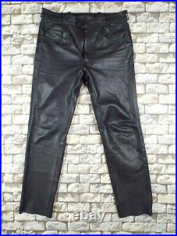 German Leather Motorcycle Pants XL W36 x L 32 Black Heavy Softail Dyna Biker