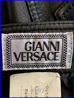 Gianni Versace Collection Black Leather Pants Lined Size 46