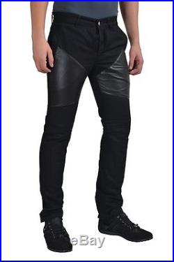 Givenchy Men's Black Leather Trimmed Casual Pants US 30 IT 46