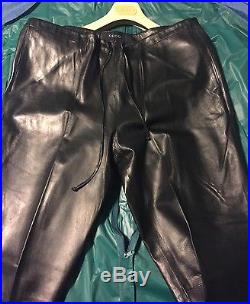 Gucci 1996 Mens Black Leather Pants size Italy 48 W US 32