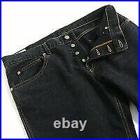 Gucci Embroidery Leather Patch Button Fly Straight Denim Pants Black 38 in Size