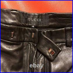 Gucci Leather Pants 48 Black