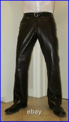 Gucci Made in Italy Men's Black Leather Pants 34/35W