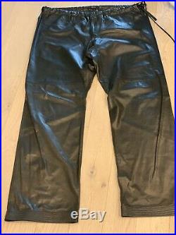 Gucci Men Black Leather Pants Size 54