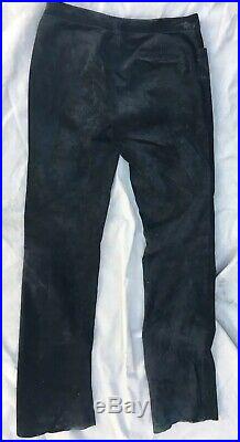 Gucci Mens Black Suede Leather Pants Jeans Boots Cut Vintage 1990s TOM FORD 32
