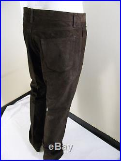 Gucci Mens Brown Heavy Suede Leather Classic Fit Lined Pants Size 50 Nwt $1290