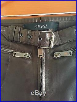 Gucci Mens Cropped Leather Biker Pants 2005, 48