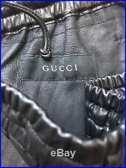 Gucci Mens Leather Pants Sweatpants Size 50