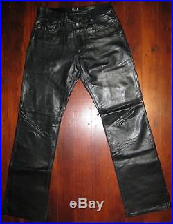 Guess Men's Leather Pants Straight Leg Motorcycle Biker 29X31