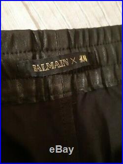 H&M Balmain slim fit leather pants hosen gröse L large biker versace