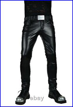 H&h 4 Way Stretch Black Faux Leather Bone Fit Fetish Rocker Skinny Jeans Pants