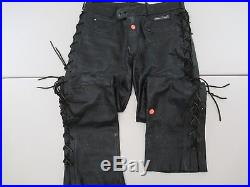 HARLEY DAVIDSON Black Leather Riding Pants Men's Size 38 #B585