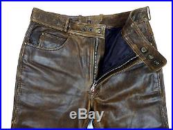 HEIN GERICKE Jeans Leather Pants Biker Trousers Mens W32 M Brown Vintage Rare