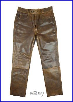 HEIN GERICKE Jeans Leather Pants Biker Trousers Mens W32 M Brown Vintage Rare