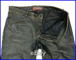 HEIN GERICKE Leather Motorcycle Pants Biker Trousers Men's W 40 x L 32 Brown Vtg