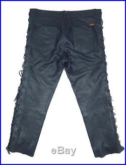 HEIN GERICKE Mens Biker Leather Pants 38 x 32 Laced Trousers Harley Cruiser Rare