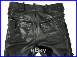HEIN GERICKE Motorcycle Leather Pants Biker Trousers Men's S / M Black Vtg
