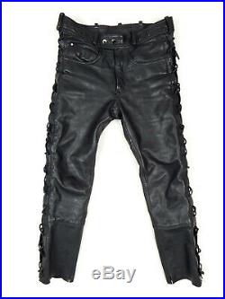 HEIN GERICKE Motorcycle Leather Pants Biker Trousers Men's S / M Black Vtg