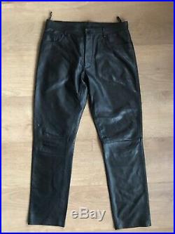 Leather Pants Mens W32 L34 Straight Trousers Motorcycle Biker Black Rocker  VTG  eBay