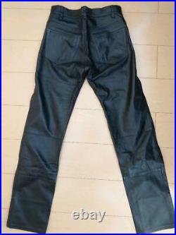 HELMUT LANG Cowhide Leather Pants Men 28 Straight Black Vintage 90's From Japan
