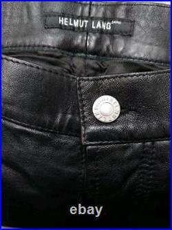HELMUT LANG Cowhide Leather Pants Men 28 Straight Black Vintage 90's From Japan