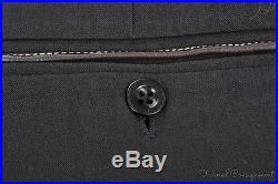 HERMES Solid Black Wool Leather Trim Mens Luxury Pants Trousers 34 x 31