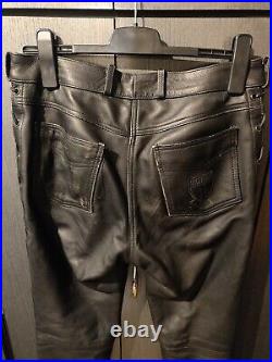 HIGHWAY1 Exell Men's Leather String Black Trousers Pants 42