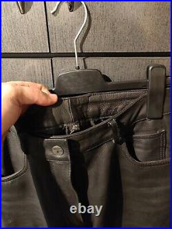 HIGHWAY1 Exell Men's Leather String Black Trousers Pants 42