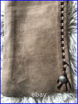 Handmade Top Grade Cowhide Unisex Leather Pants Taupe Sz 29 X 32.5 Button Fly